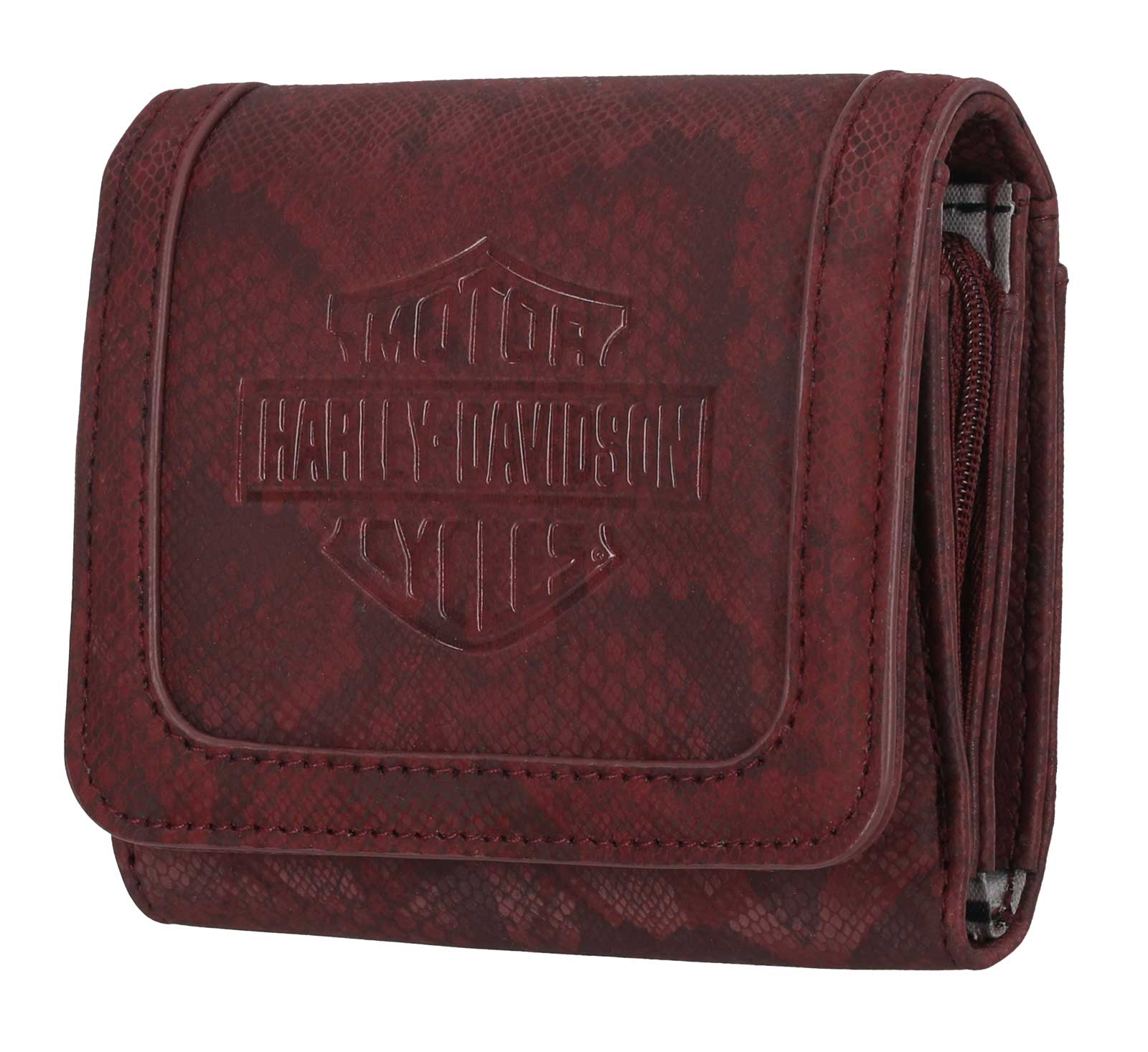 Harley-Davidson Free Shipping - Harley-Davidson Women's Bar & Shield Snake Printed RFID Indexer Wallet, Rum Red - Free Shipping on many products plus Orders Over $99