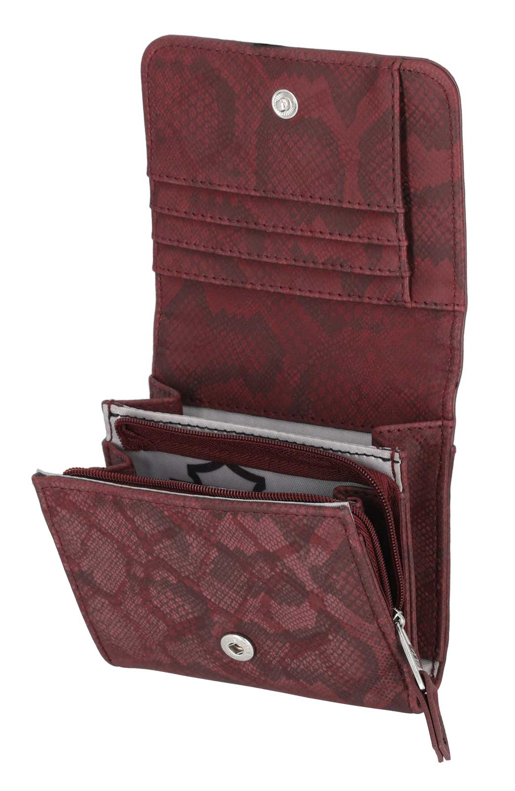 Harley-Davidson Women's Bar & Shield Snake Printed RFID Indexer Wallet, Rum Red - No Hassle Returns at Wisconsin Harley
