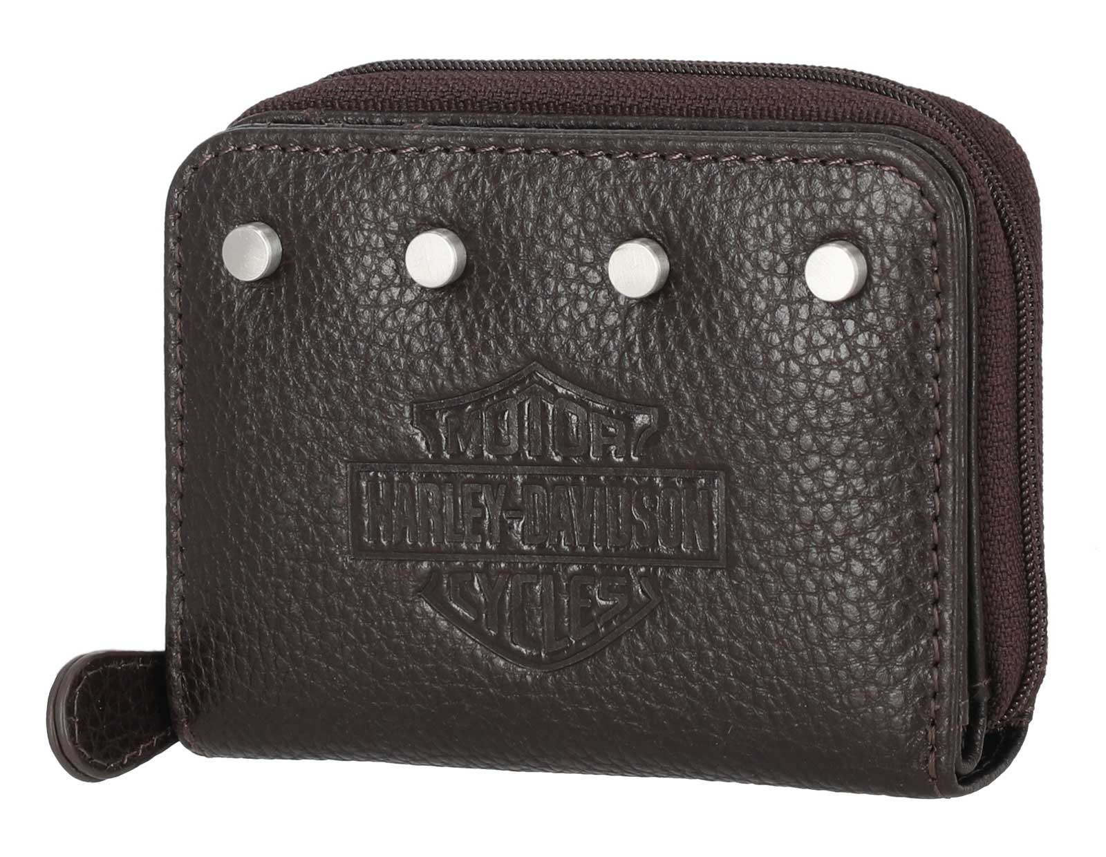 Harley-Davidson Free Shipping - Harley-Davidson Women's Core Stud B&S Leather Zip Z/A Case Wallet, Dark Brown - Free Shipping on many products plus Orders Over $99