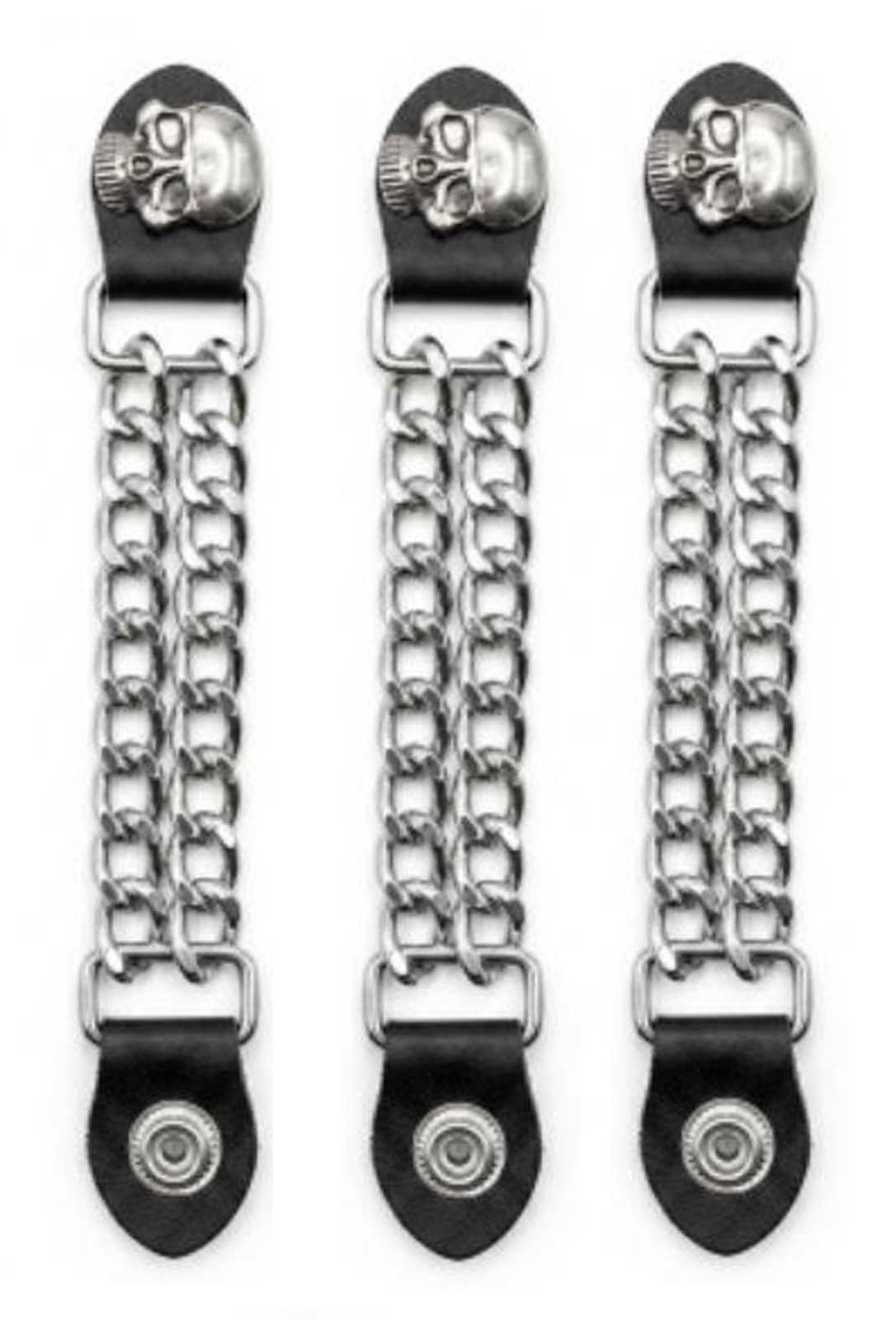 Derringer Men's 4 in. 3-Pack Skull Double Metal Chain Vest Extender w/ Snaps - Wisconsin Harley-Davidson