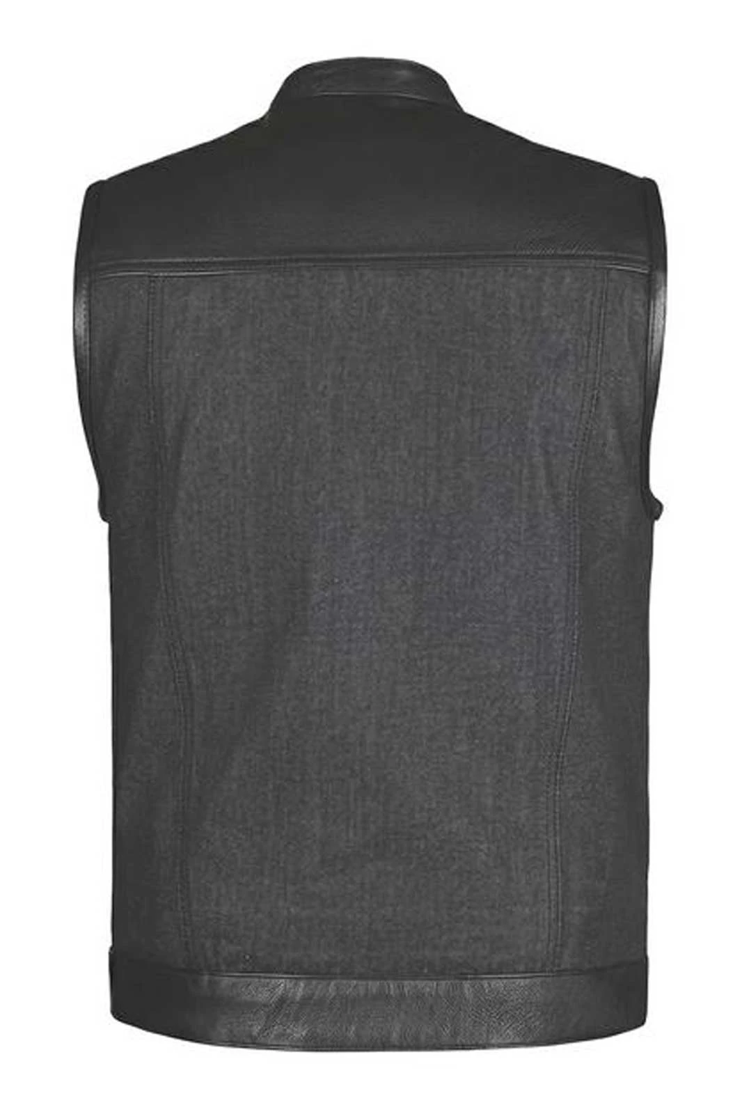 Harley-Davidson Free Shipping - UNIK Men's Hybrid Black Cotton Denim & Cowhide Leather Club Motorcycle Vest - Free Shipping on many products plus Orders Over $99