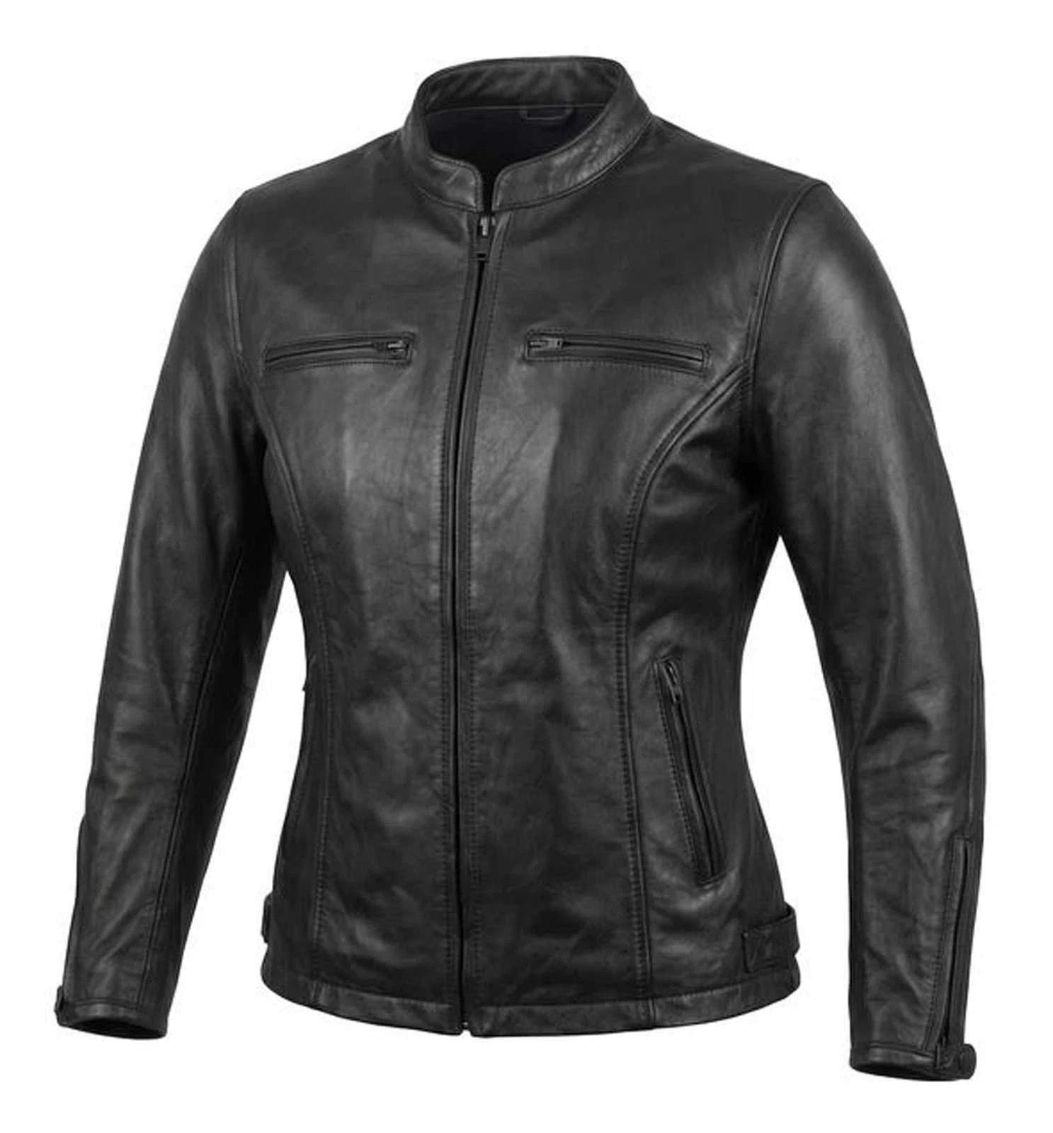 Derringer Ladies Extreme Premium Leather Motorcycle Jacket, Black - No Hassle Returns at Wisconsin Harley