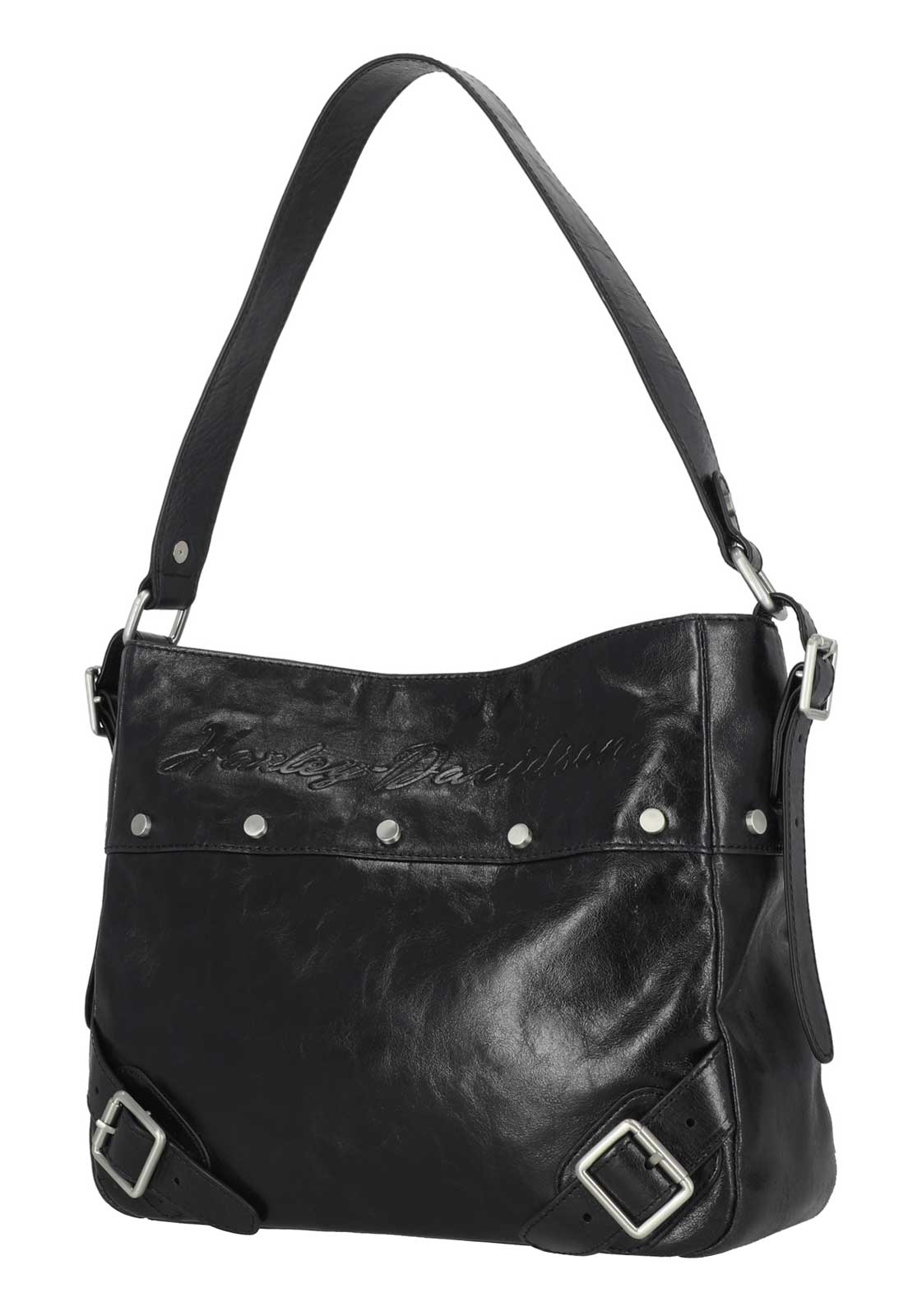 Harley-Davidson Free Shipping - Harley-Davidson Women's Corner Buckle Genuine Leather Hobo Purse, Black - Free Shipping on many products plus Orders Over $99