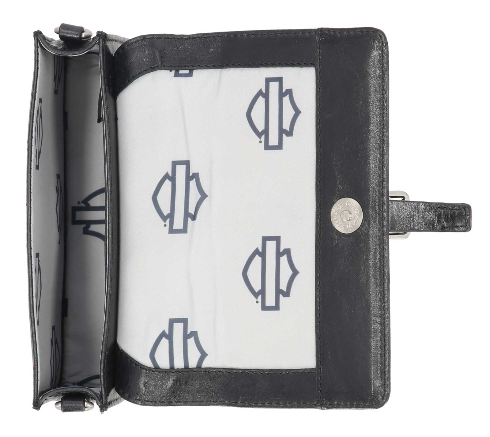 Harley-Davidson Women's Corner Buckle Leather Flap Crossbody Purse, Black - No Hassle Returns at Wisconsin Harley