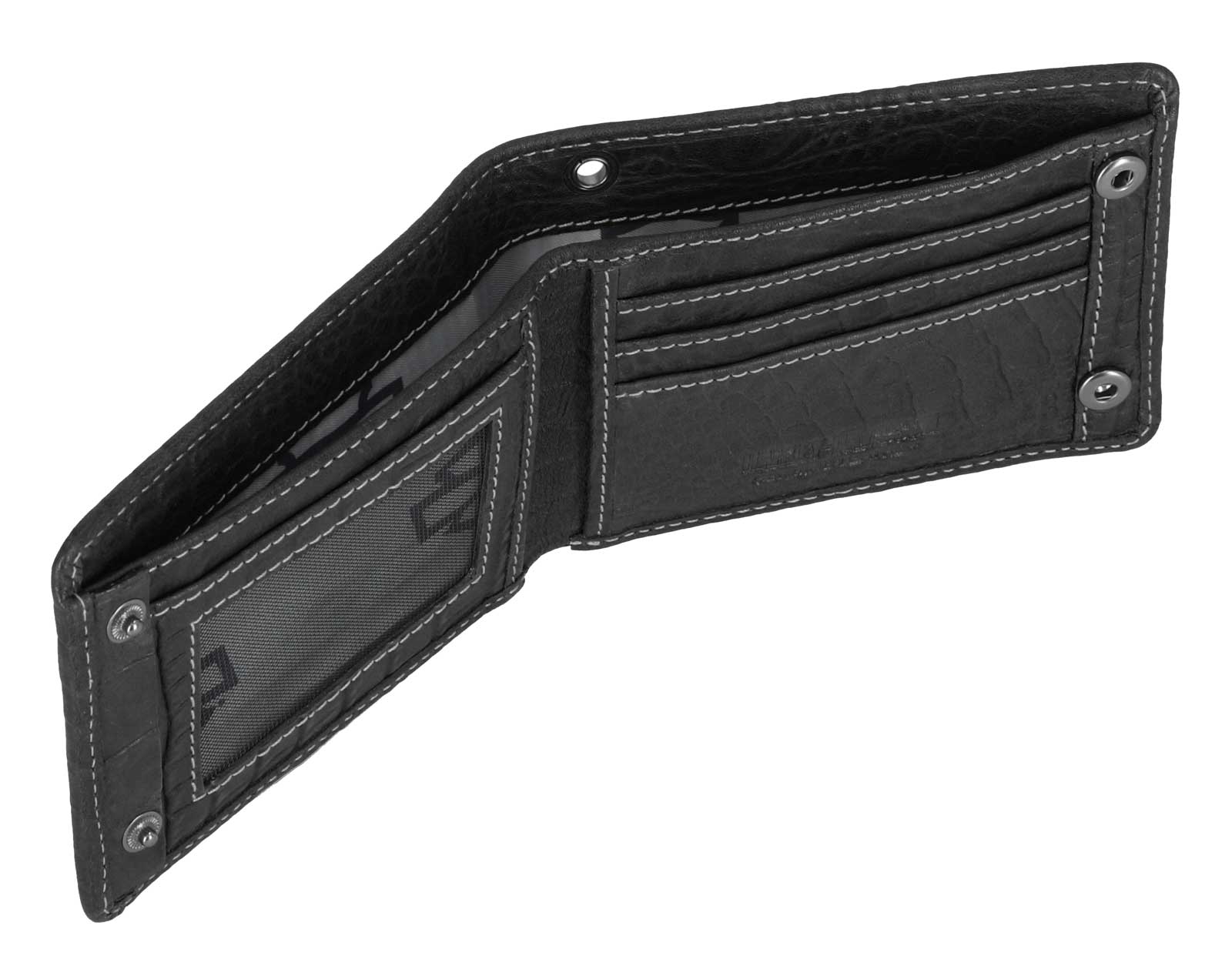 Harley-Davidson Men's Croco B&S Leather Billfold Wallet w/ Chain, Black - Largest Selection of Harley-Davidson Products