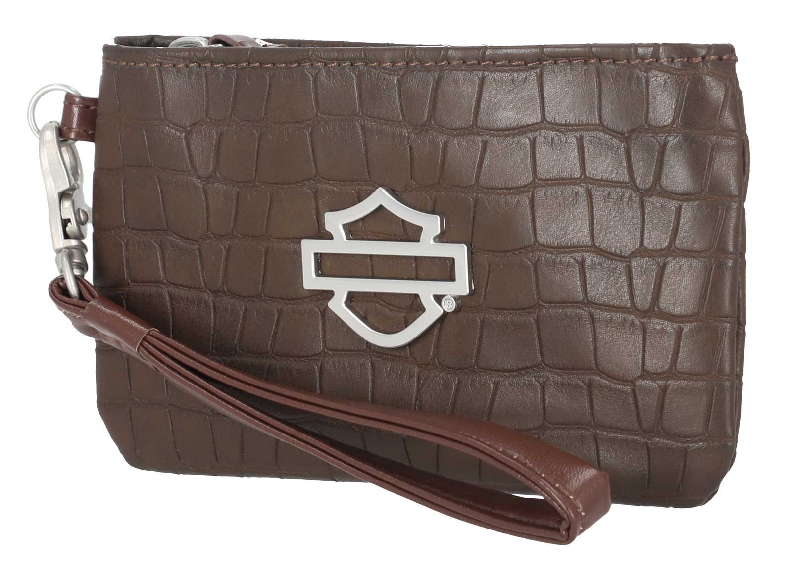 Harley-Davidson Free Shipping - Harley-Davidson Women's Metal Bar & Shield Croco Coin Case w/ Wristlet, Brown - Free Shipping on many products plus Orders Over $99