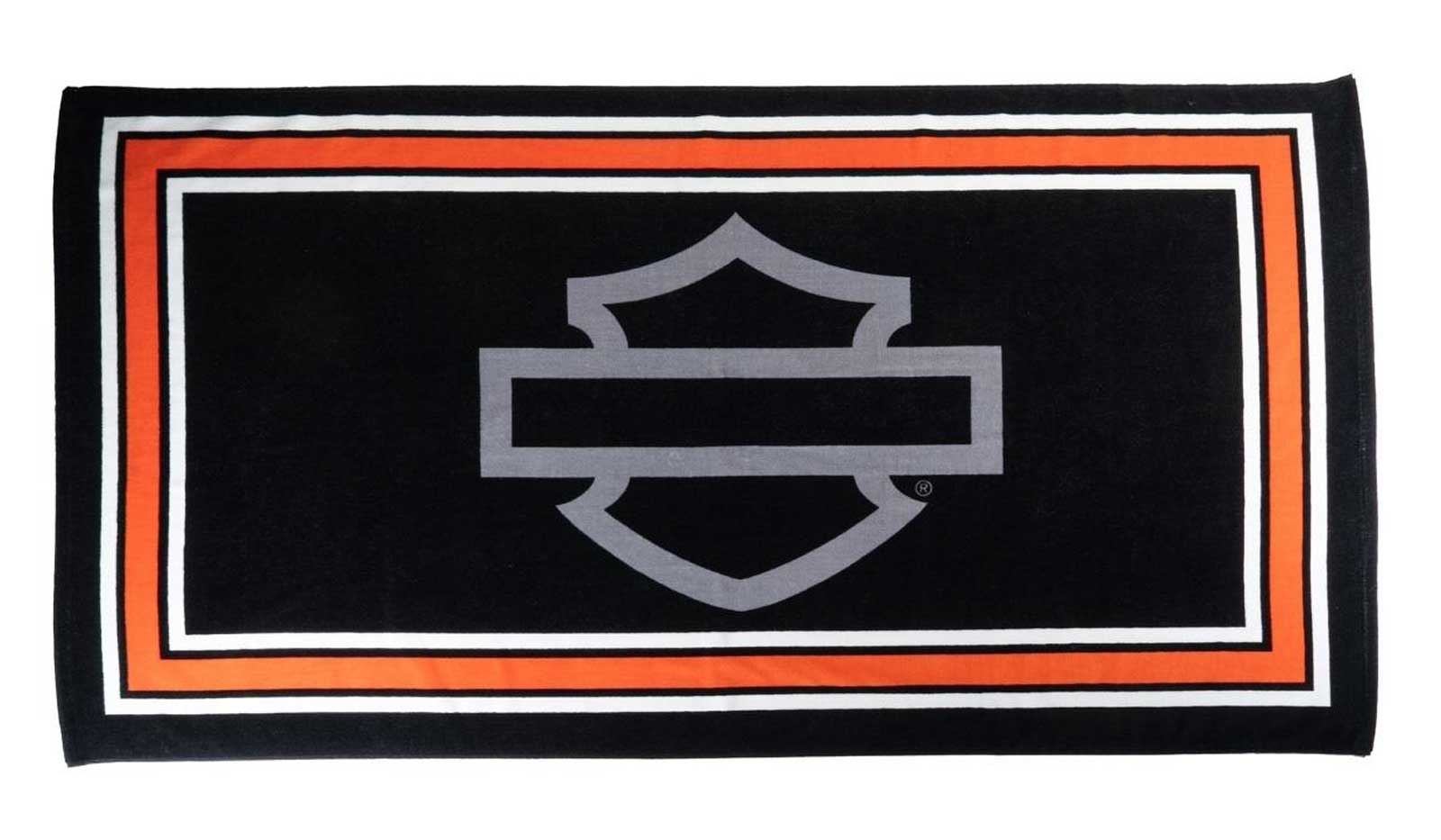 Harley-Davidson Open Bar & Shield Oversized Cotton Beach Towel, Black - Wisconsin Harley-Davidson