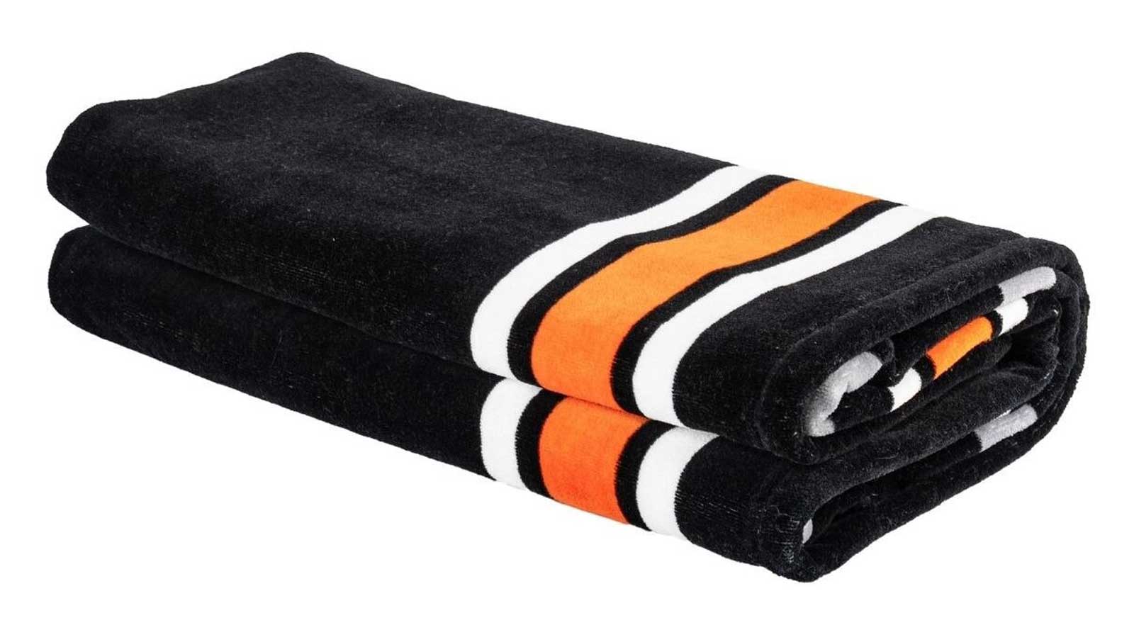 Harley-Davidson Open Bar & Shield Oversized Cotton Beach Towel, Black - No Hassle Returns at Wisconsin Harley