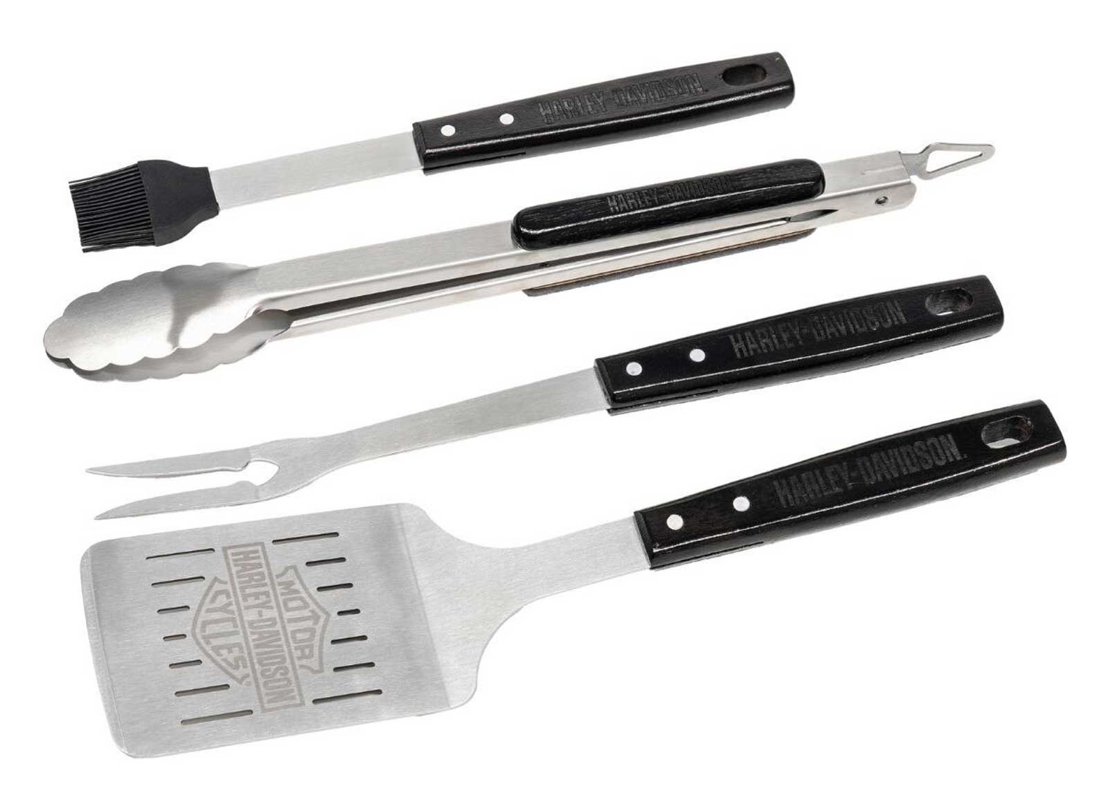 Harley-Davidson Set of 4 Premium Bar & Shield Stainless Steel Grill Tool Set - Wisconsin Harley-Davidson