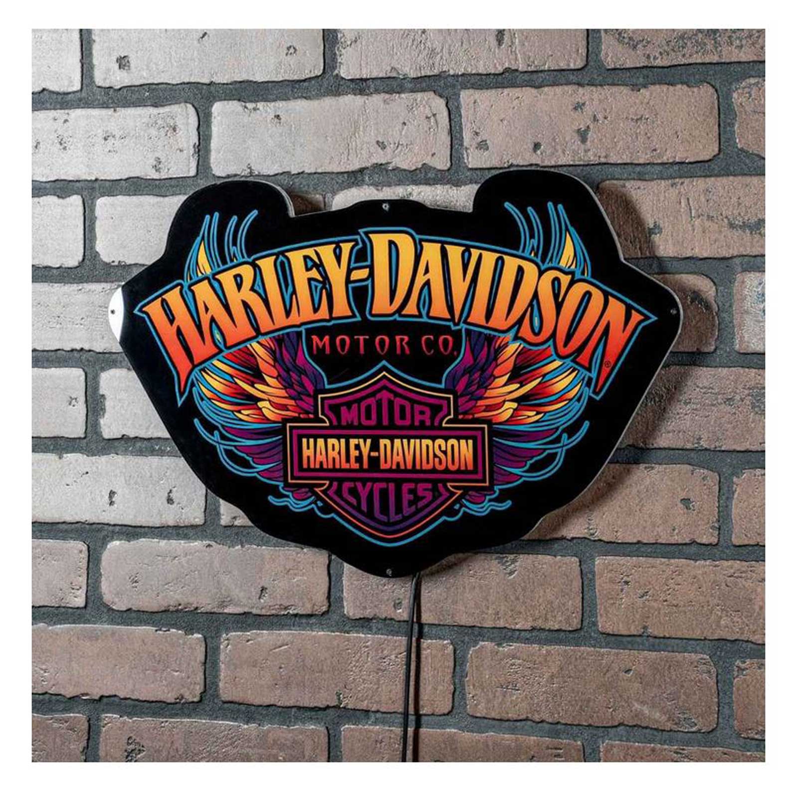 Harley-Davidson Vivid Winged Bar & Shield LED Backlit Pub Sign, Black - Largest Selection of Harley-Davidson Products