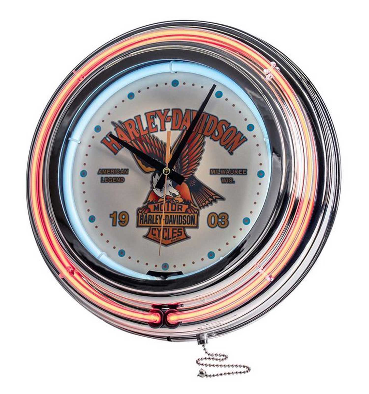 Harley-Davidson Free Shipping - Harley-Davidson 14 in. Vintage American Legend Chrome Double Neon Clock - Free Shipping on many products plus Orders Over $99