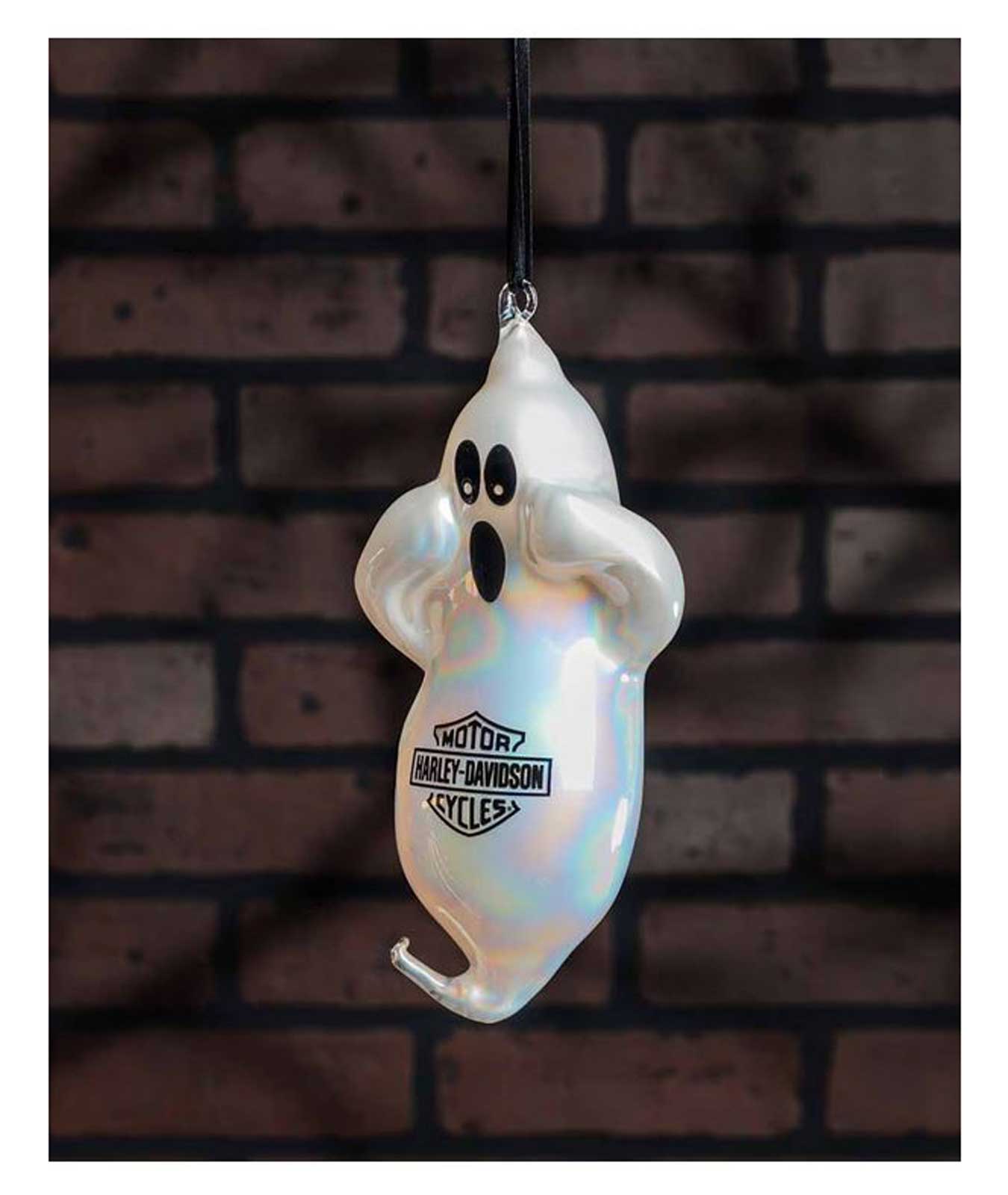 Harley-Davidson Bar & Shield Ghost Blown Glass Ornament, Iridescent White - No Hassle Returns at Wisconsin Harley