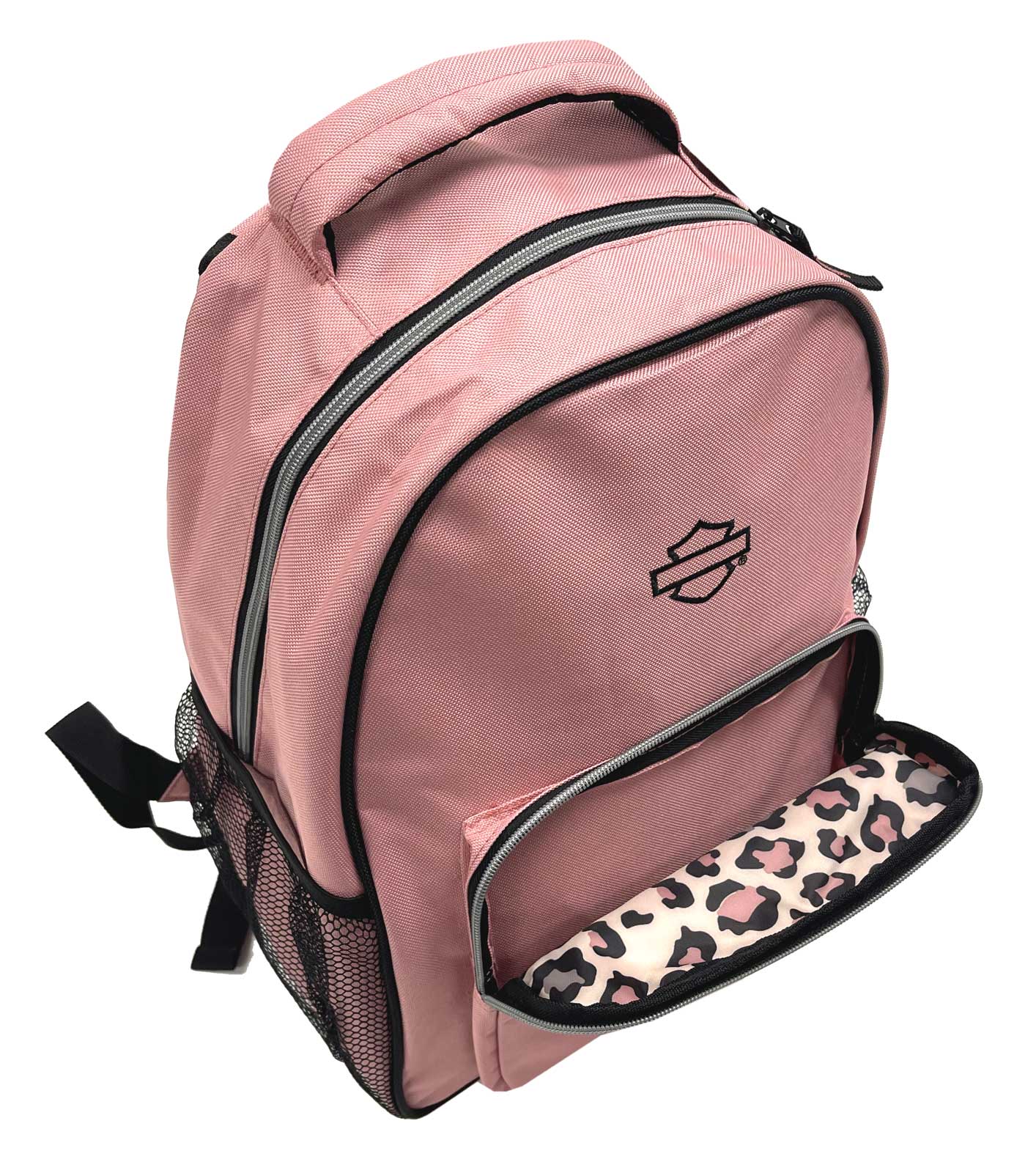 Harley-Davidson Girl's Printed H-D Embroidered B&S Canvas Backpack, Blush Pink - Largest Selection of Harley-Davidson Products
