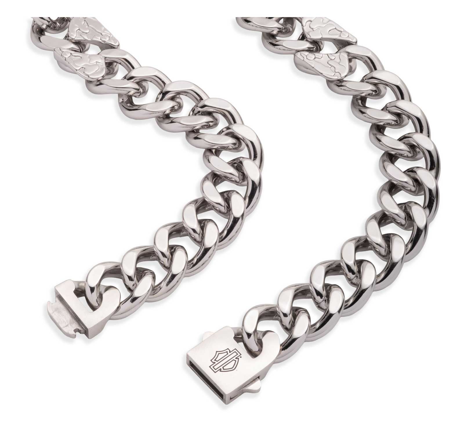 Harley-Davidson Men's Bar & Shield Etched Camo Curb Link Chain Necklace, Silver - No Hassle Returns at Wisconsin Harley