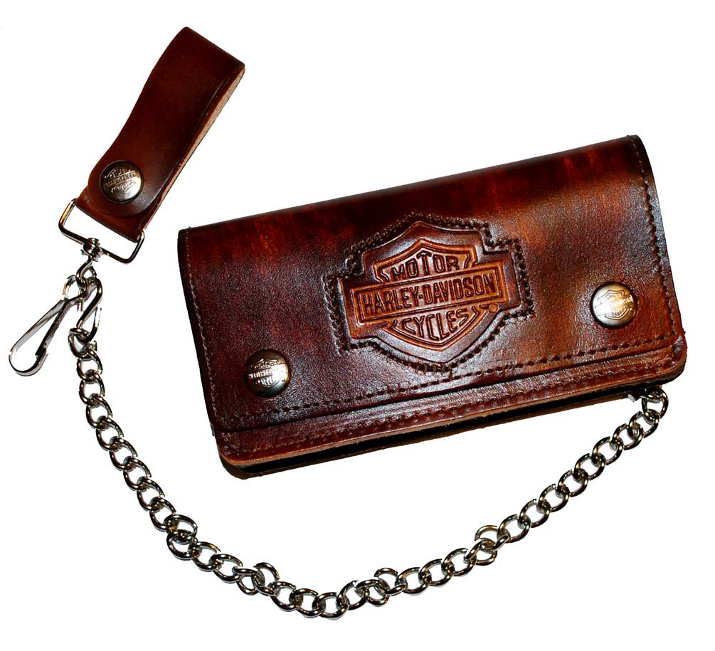 Harley-Davidson® Men's Bar & Shield Biker Chain Wallet Antique Brown BW416H