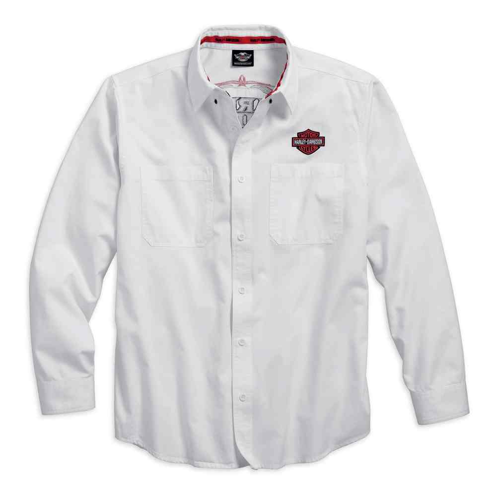 Harley-Davidson® Men's Pinstripe Flames Woven Long Sleeve Shirt