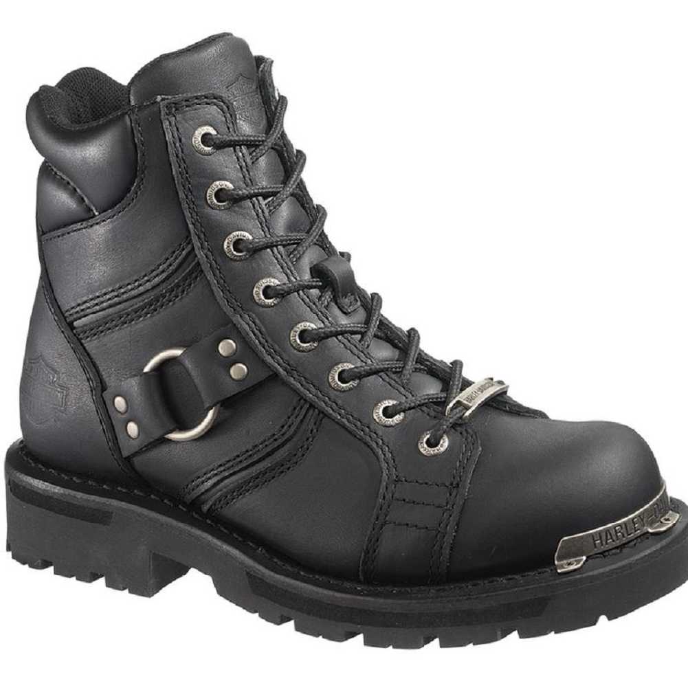 Harley-Davidson Women's Maddy 6-Inch Lace-Up Black Boots. Inside Zipper D84189 - Wisconsin Harley-Davidson