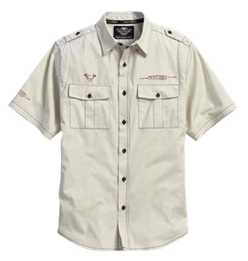 Harley-Davidson Men's Contrast Stitch Garage Shirt, Silver Birch 96110-16VM - Wisconsin Harley-Davidson