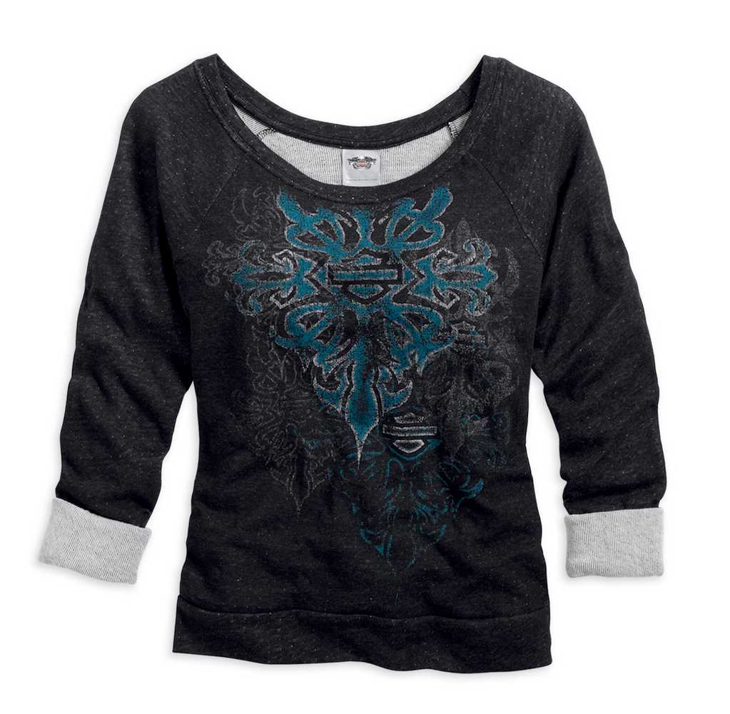 Harley-Davidson Women's Sleep Tee, Cross Bar & Shield Shirt, Black 96278-15VW - Wisconsin Harley-Davidson