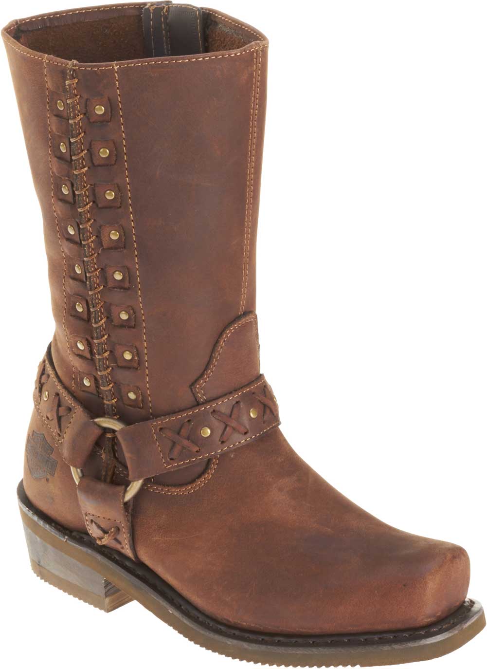 Harley-Davidson Women's Brown Leather Auburn Harness Stud Motorcycle Boot D85432 - Wisconsin Harley-Davidson