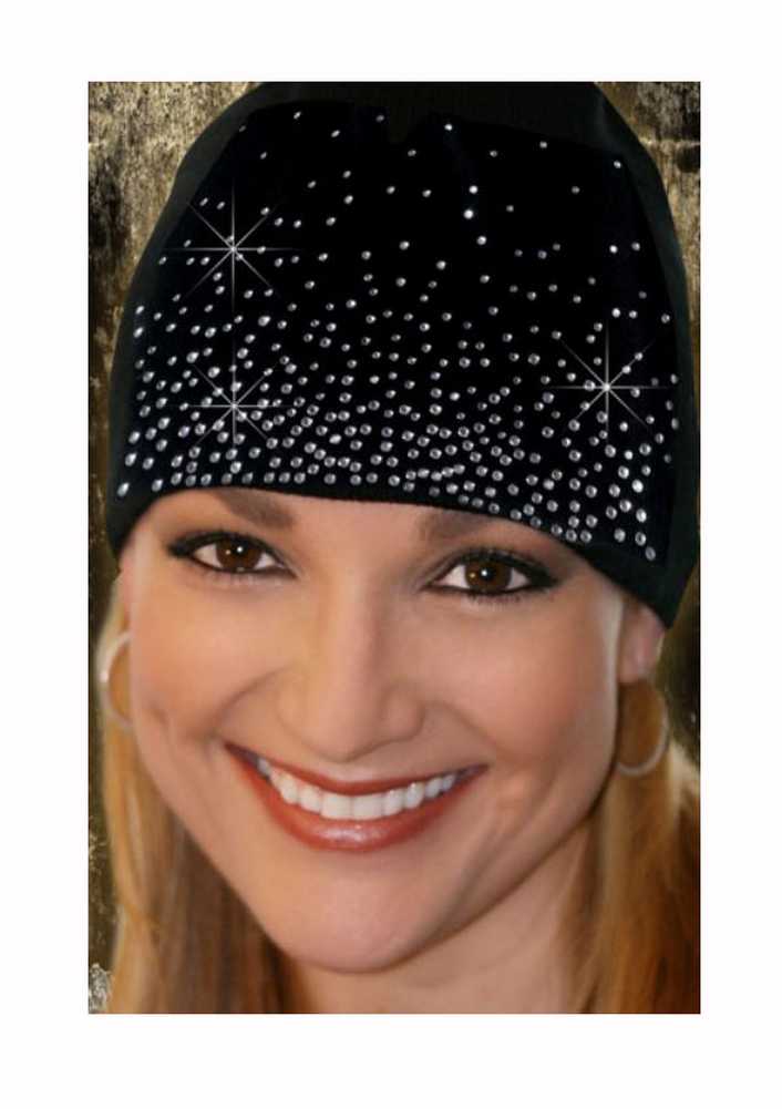 That's A Wrap Women's Beanie, Dazzle Clear Diamonds Cap, Black B1412-BLACK - Wisconsin Harley-Davidson