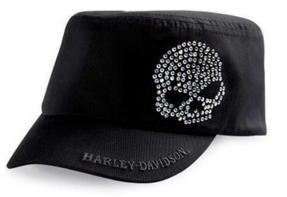 Harley-Davidson® Women's Crystal Skull Flat Top Biker Cap Hat