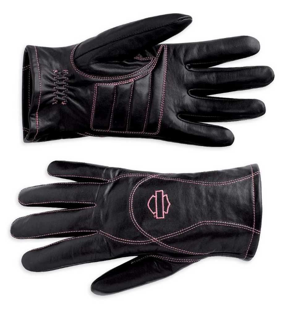 Harley-Davidson Women's Pink Label Full-Finger Riding Gloves, Black 98372-10VW - Wisconsin Harley-Davidson