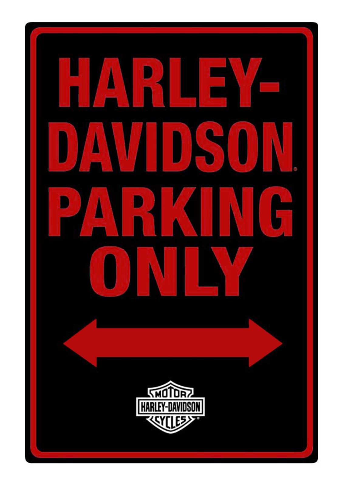 Harley-Davidson Tin Sign, H-D Embossed Parking Only Sign, Black 2010971 - Wisconsin Harley-Davidson