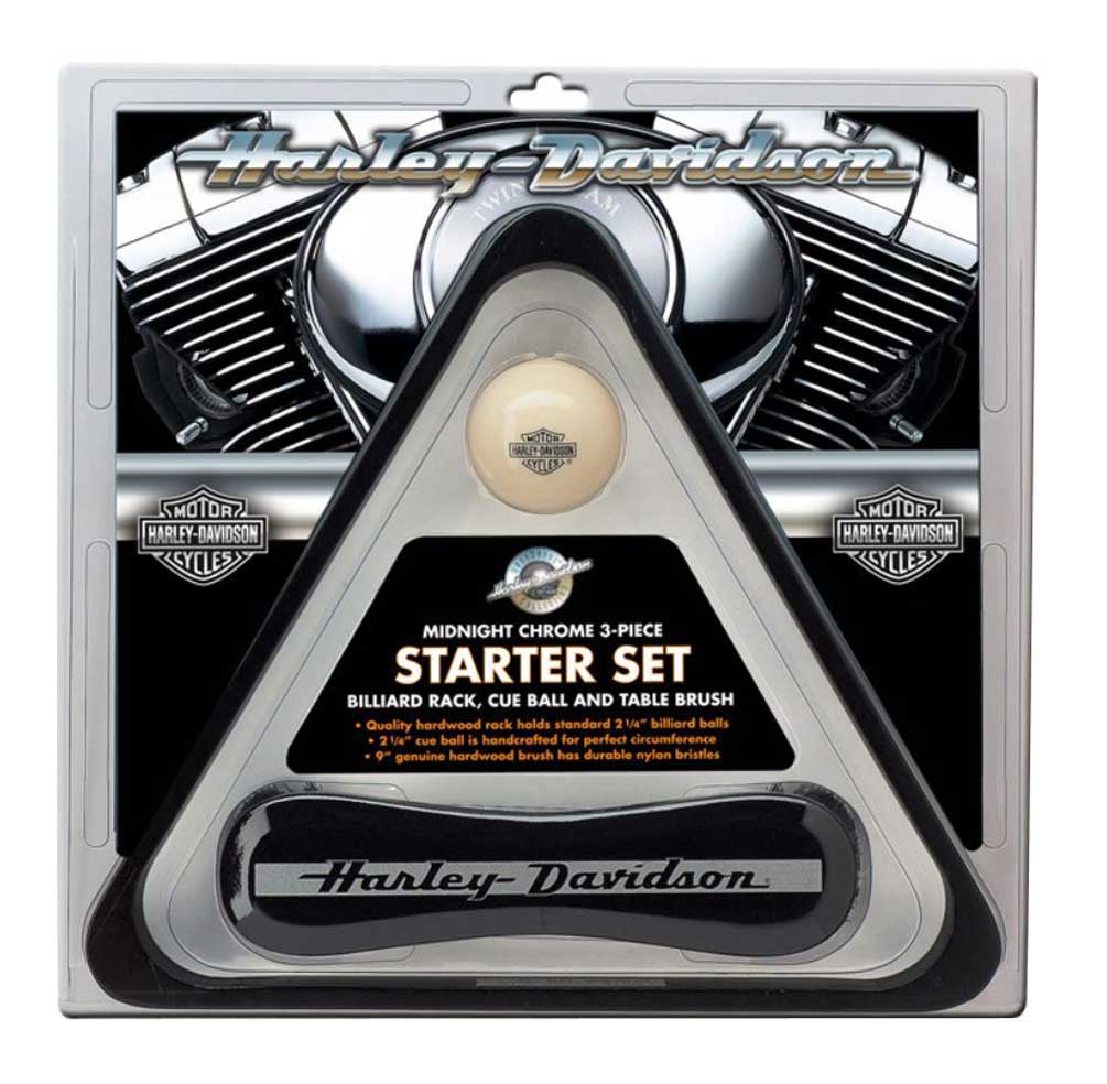 Harley-Davidson® Pool Table Starter Set: Rack, Cue & Table Brush