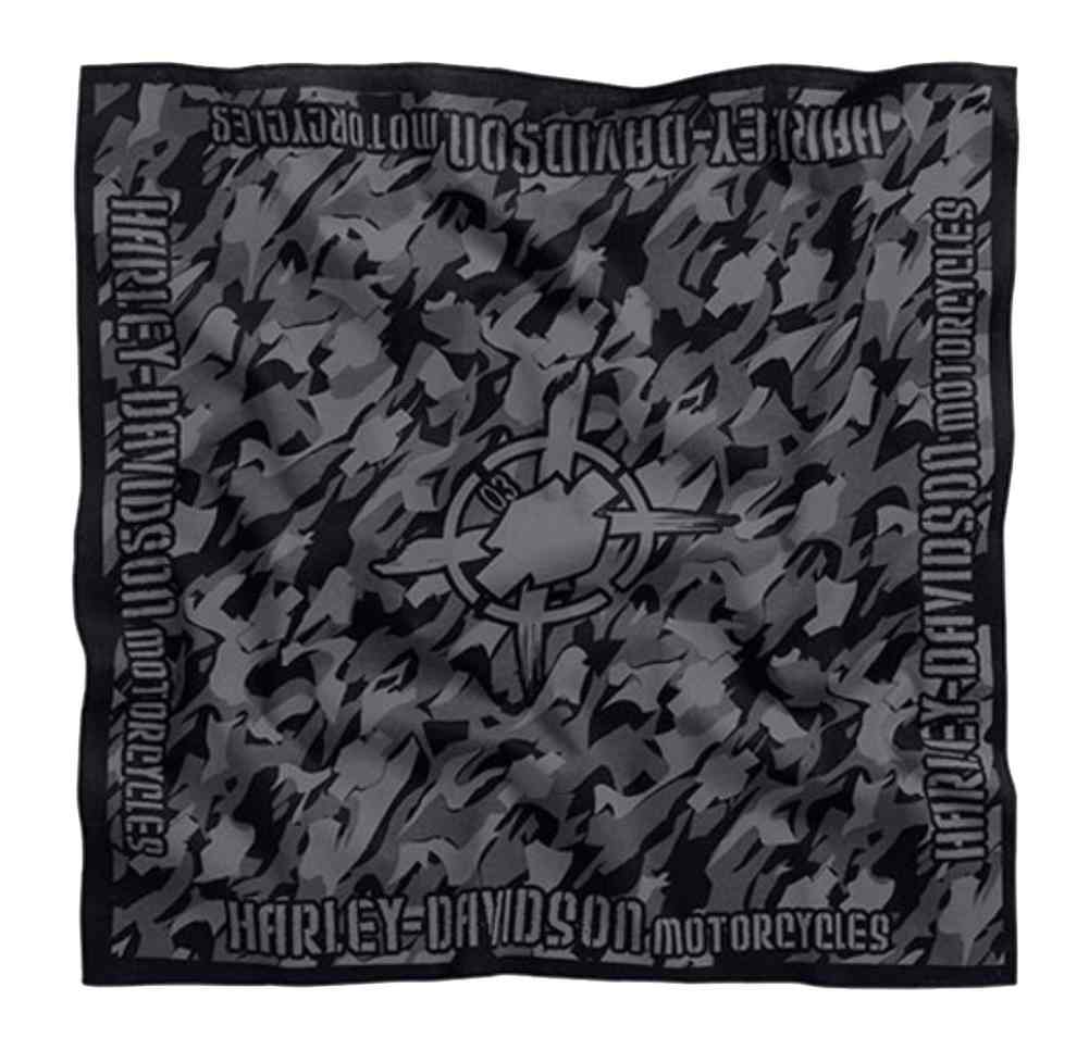 Harley-Davidson Men's Camouflage Print Bandana, 21 x 21 Inch, Black 97610-16VM - Wisconsin Harley-Davidson