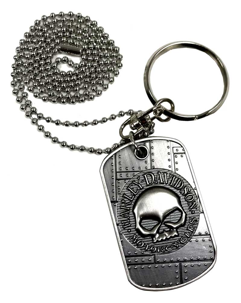 Harley-Davidson Dog Tag, Willie G. Skull / Bar & Shield Logo, Silver 8002732 - Wisconsin Harley-Davidson