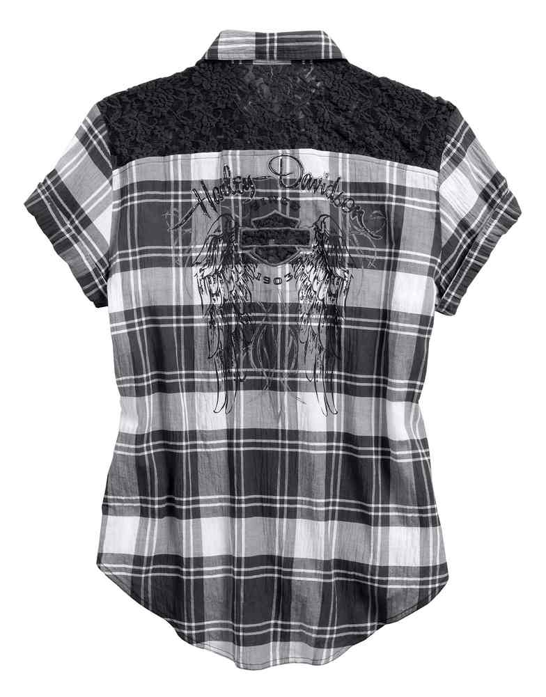 Harley-Davidson Free Shipping - Harley-Davidson Women's Downswept Wing Short Sleeve Plaid Woven Shirt 99167-16VW - Free Shipping on many products plus Orders Over $99