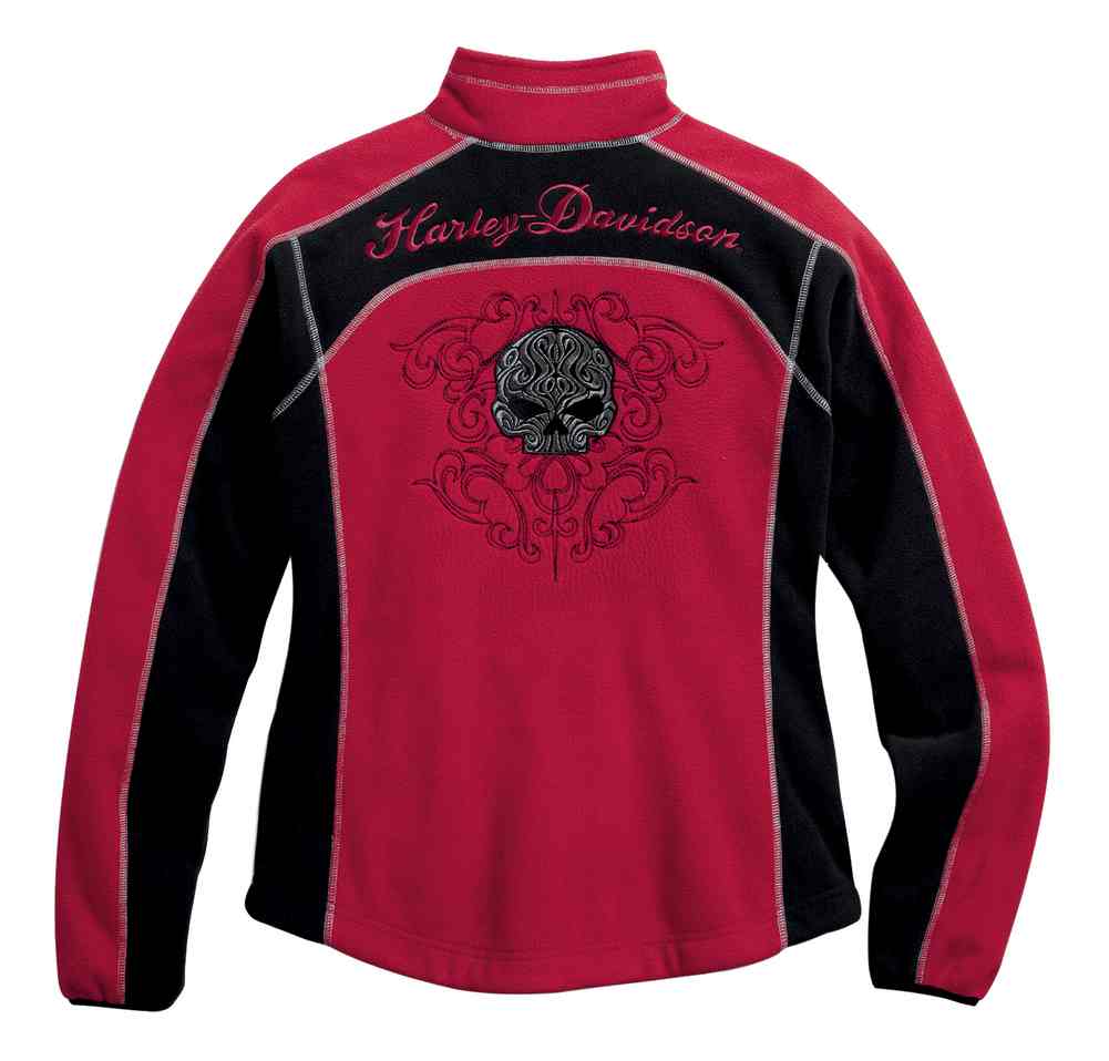 Harley-Davidson 刺繍ロゴジャケット ブルゾン/レディースS/秋冬 Harley-Davidson® Women's Scroll Skull Windproof Fleece Jacket, Red