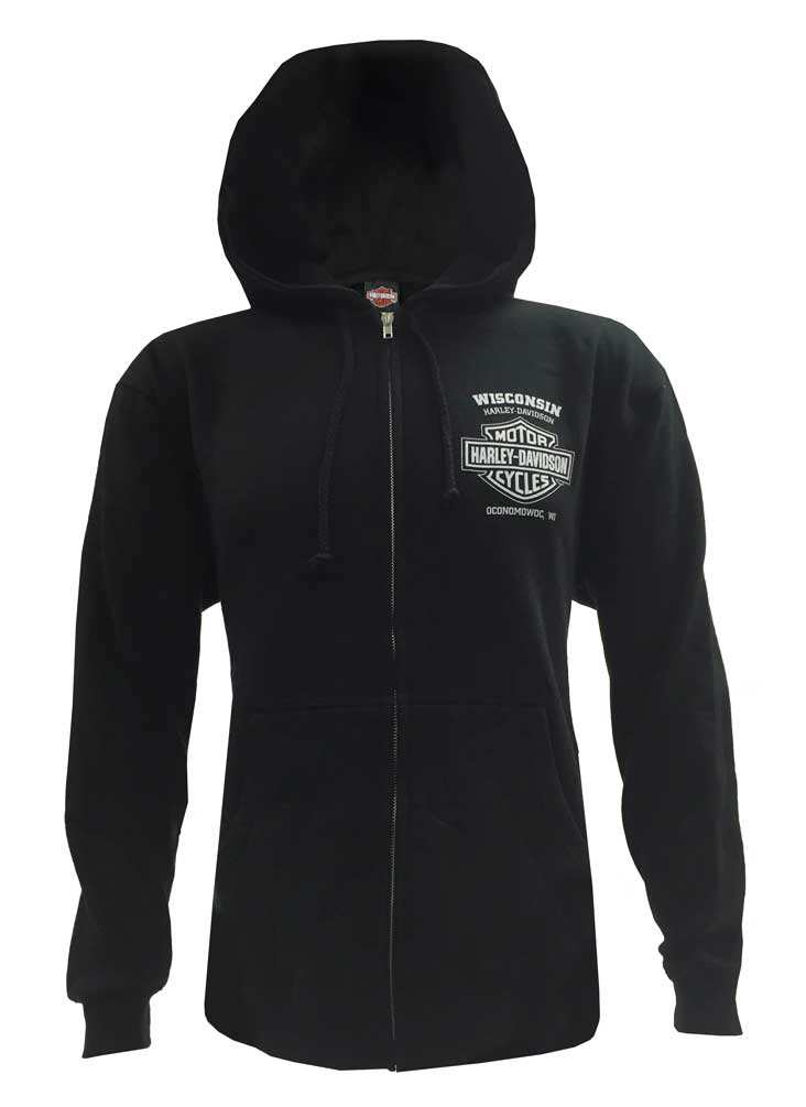 Harley-Davidson Men's USA Winged #1 Graphic, Full Zip Hooded Sweatshirt, Black - Wisconsin Harley-Davidson