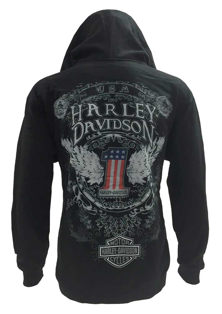 Harley-Davidson Free Shipping - Harley-Davidson Men's USA Winged #1 Graphic, Full Zip Hooded Sweatshirt, Black - Free Shipping on many products plus Orders Over $99