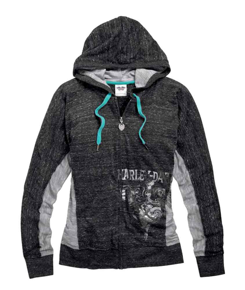 Harley-Davidson Women's Sweatshirt, Metallic Graphic Hoodie, Black 96347-15VW - Wisconsin Harley-Davidson