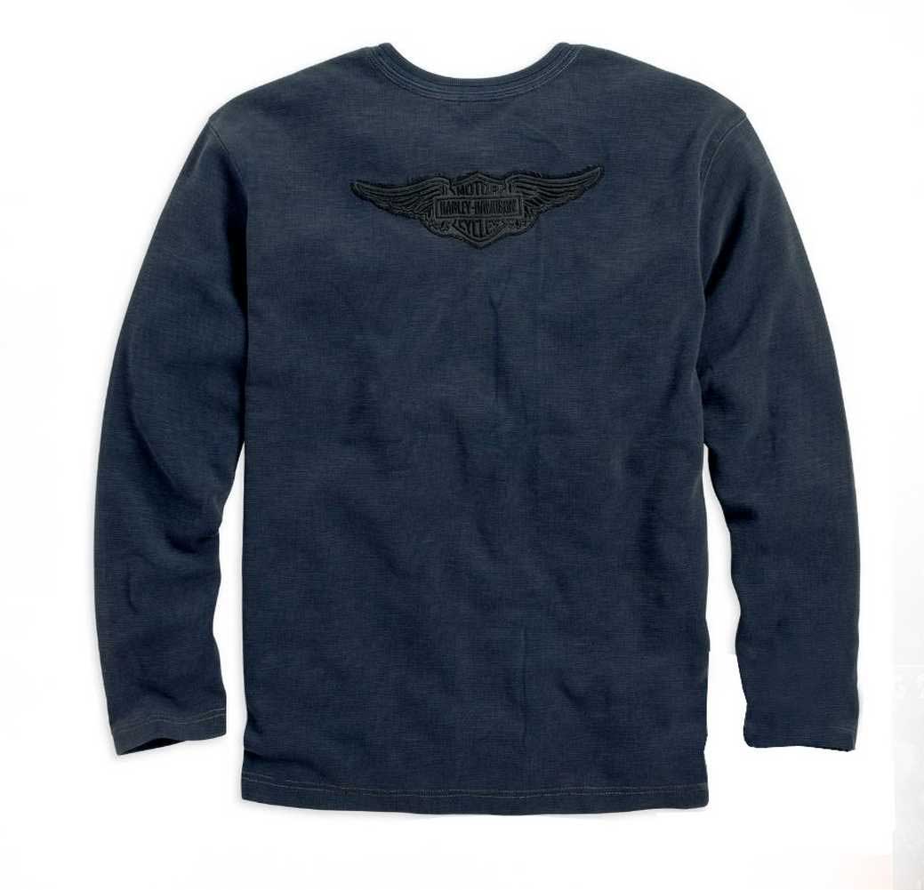 Harley-Davidson Free Shipping - Harley-Davidson Men's Genuine Classics Henley Shirt L/S Blue 99004-14VM - Free Shipping on many products plus Orders Over $99