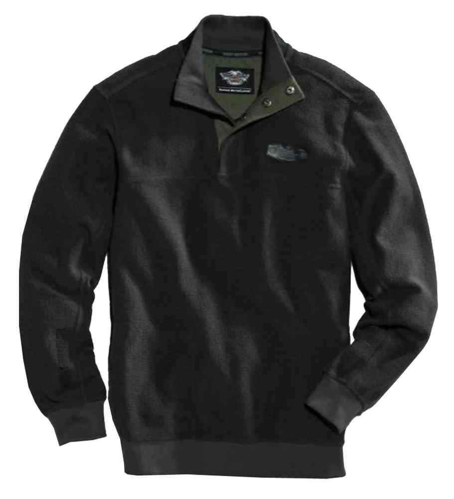 Harley-Davidson Men's Motors Pique 1/4-Snap Fleece Pullover, Black 96028-16VM - Wisconsin Harley-Davidson