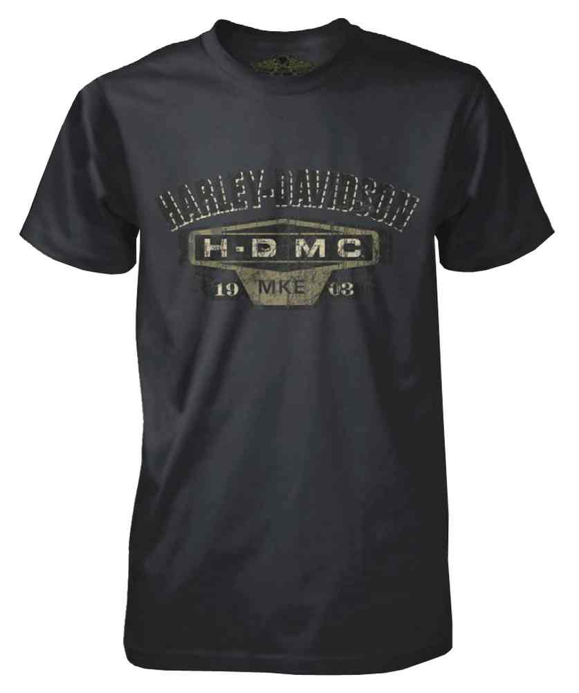 Harley-Davidson Men's Black Label Distressed HDMC Logo T-Shirt, Dark Shadow - Wisconsin Harley-Davidson