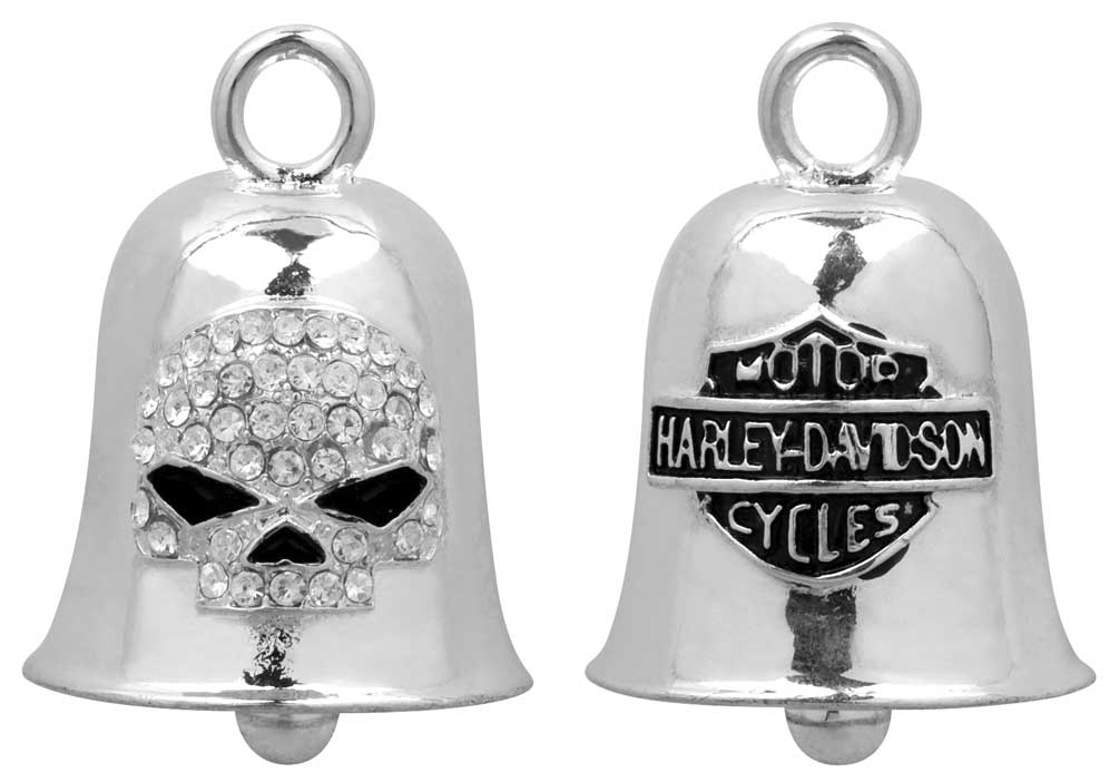 Harley-Davidson Free Shipping - Harley-Davidson White Crystal Willie G Skull Bar & Shield Ride Bell HRB027 - Free Shipping on many products plus Orders Over $99
