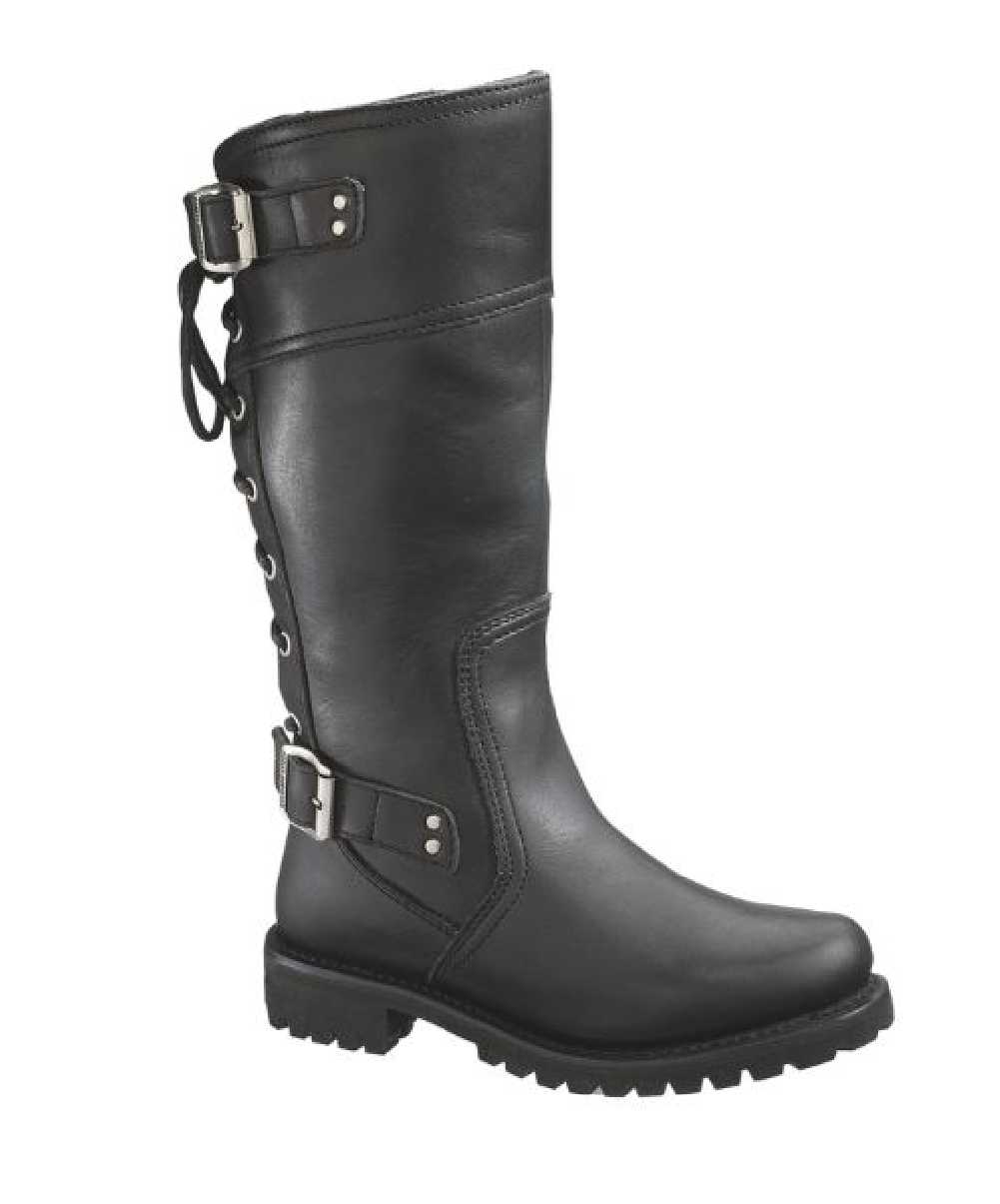 Harley-Davidson Women's Alexa Back Lace Black Leather Motorcycle Boots D85167 - Wisconsin Harley-Davidson