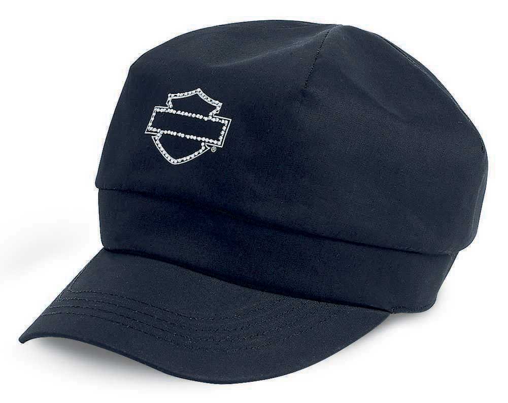 Harley-Davidson Women's Spirted Biker Cap Flat Top Hat, Black 99450-13VW - Wisconsin Harley-Davidson