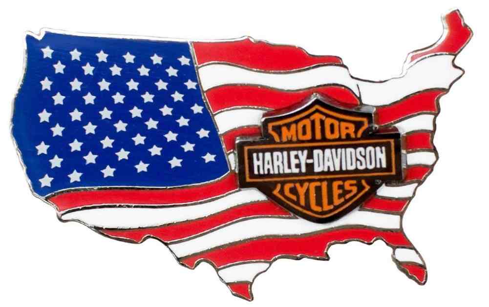 Harley-Davidson American Flag USA Logo Pin On Pin, 1.75 x 1 inch 79830 - Wisconsin Harley-Davidson