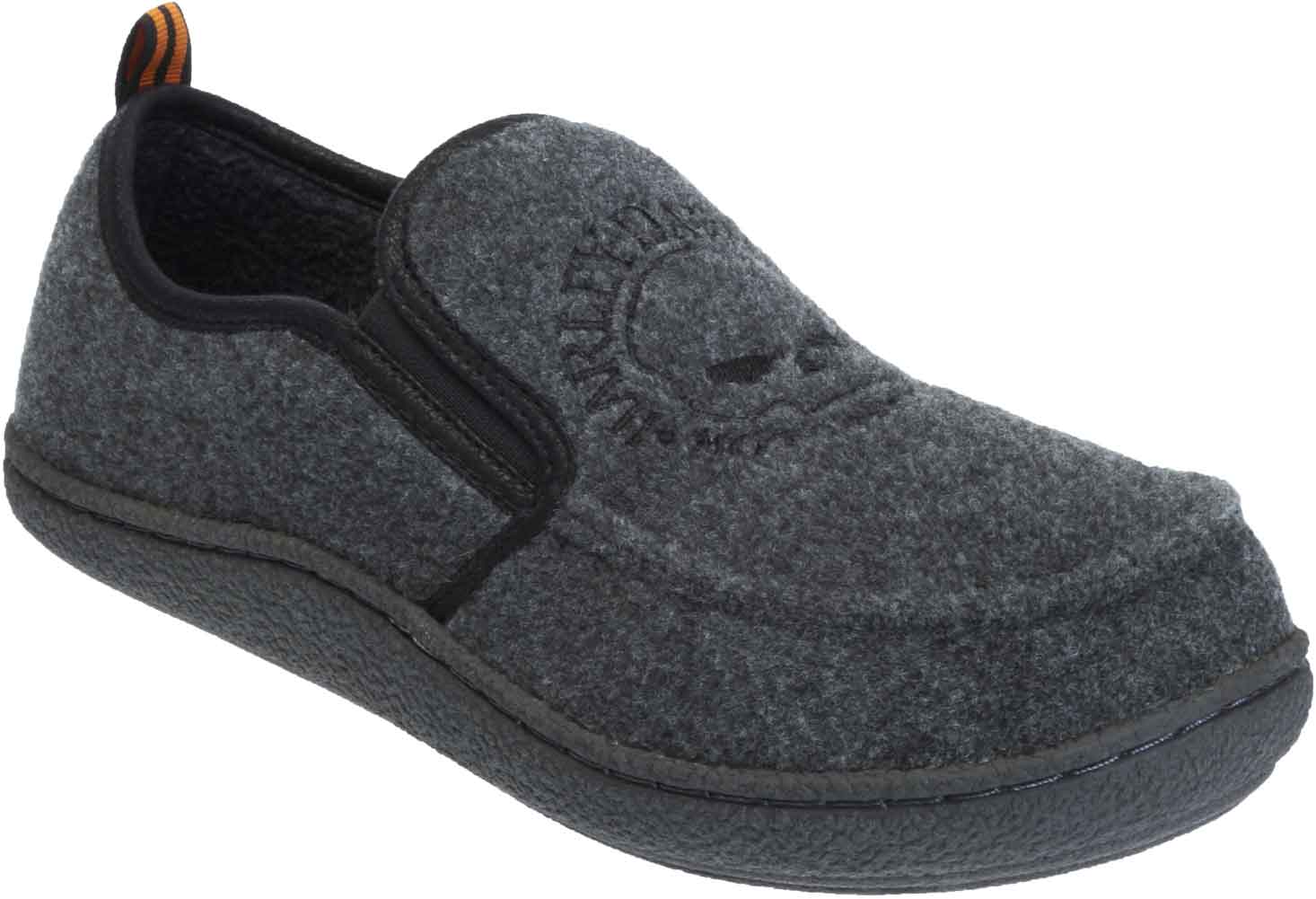 Harley-Davidson Men's Caleb Black and Grey House Slippers. D93305 - Wisconsin Harley-Davidson