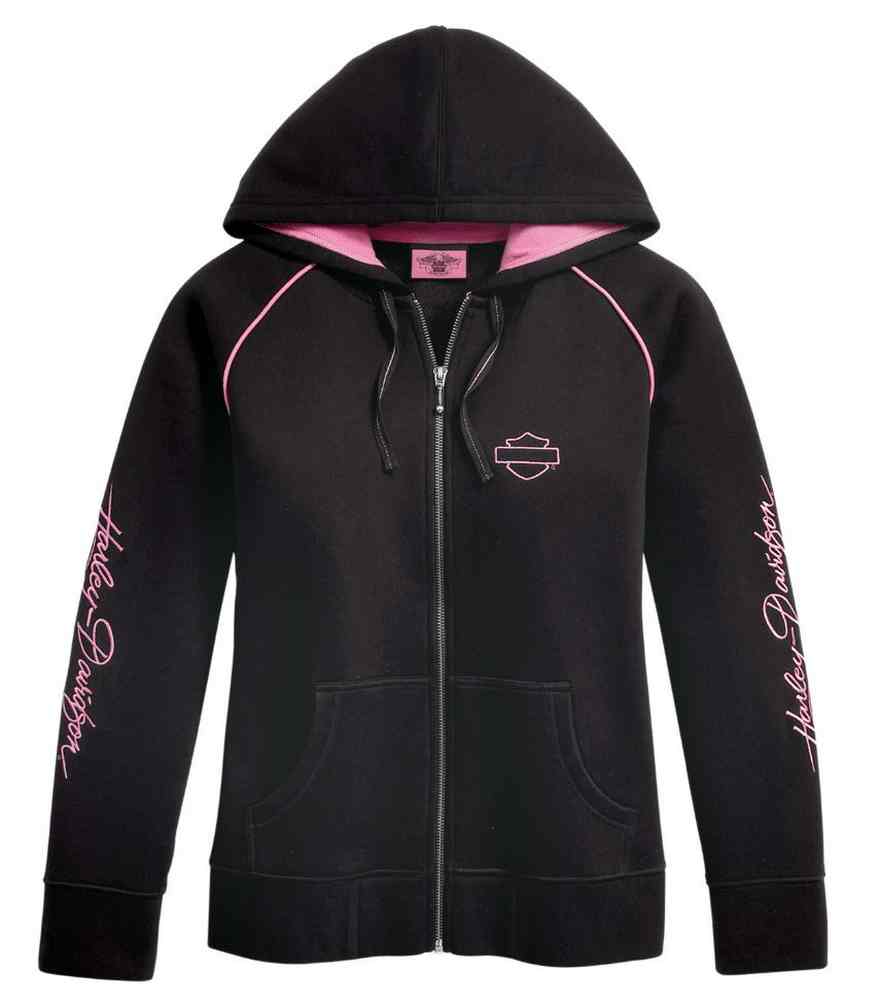 Harley-Davidson® Women's Pink Label Activewear Hoodie, Black w/ Pink ...