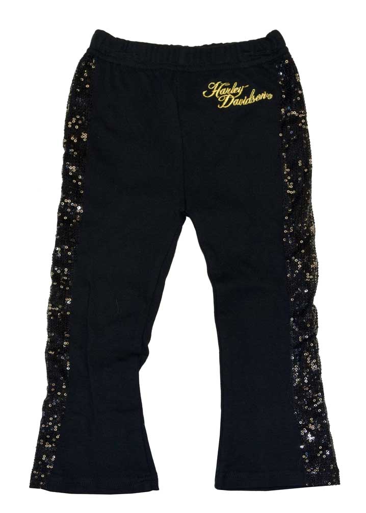 Harley-Davidson Little Girls' Sweats, Interlock Sequin Leggings, Black 4321568 - Wisconsin Harley-Davidson