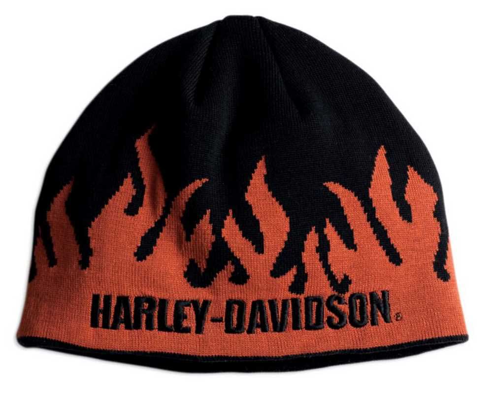 Harley-Davidson Men's Flames Knit Hat Orange & Black 99480-07V - Wisconsin Harley-Davidson
