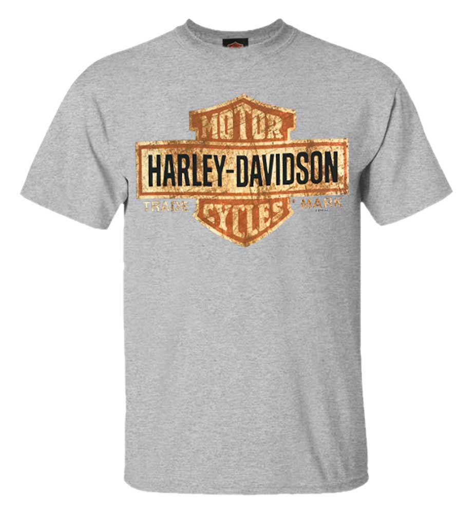 Harley-Davidson Men's Tee, Distressed Bar & Shield T-Shirt, Gray 30296597 - Wisconsin Harley-Davidson