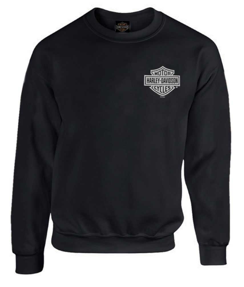 Harley-Davidson Men's Pullover Crew Sweatshirt, Bar & Shield, Black 30296629 - Wisconsin Harley-Davidson