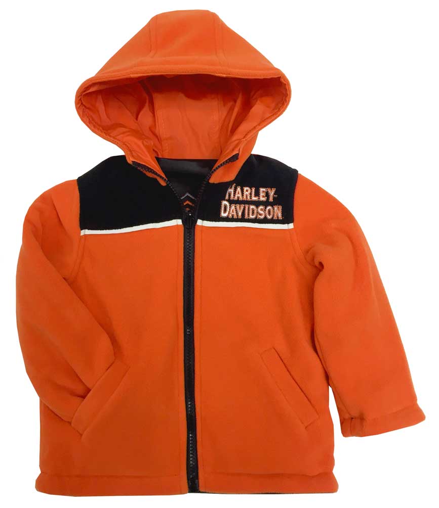 Harley-Davidson® Big Boys' Embroidered Reversible Orange Fleece